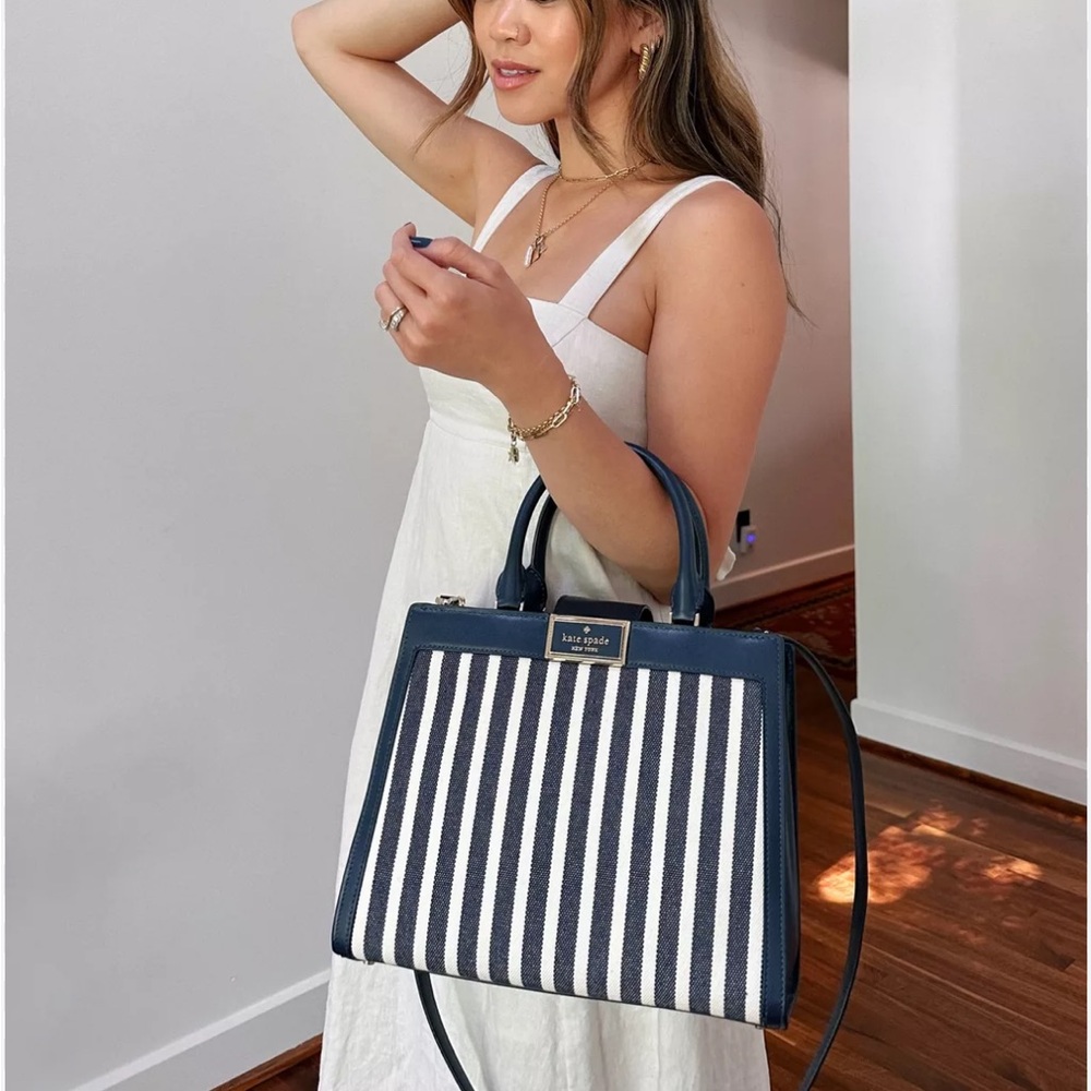 Kate Spade Reegan Satchel Purse Bag Navy Blue